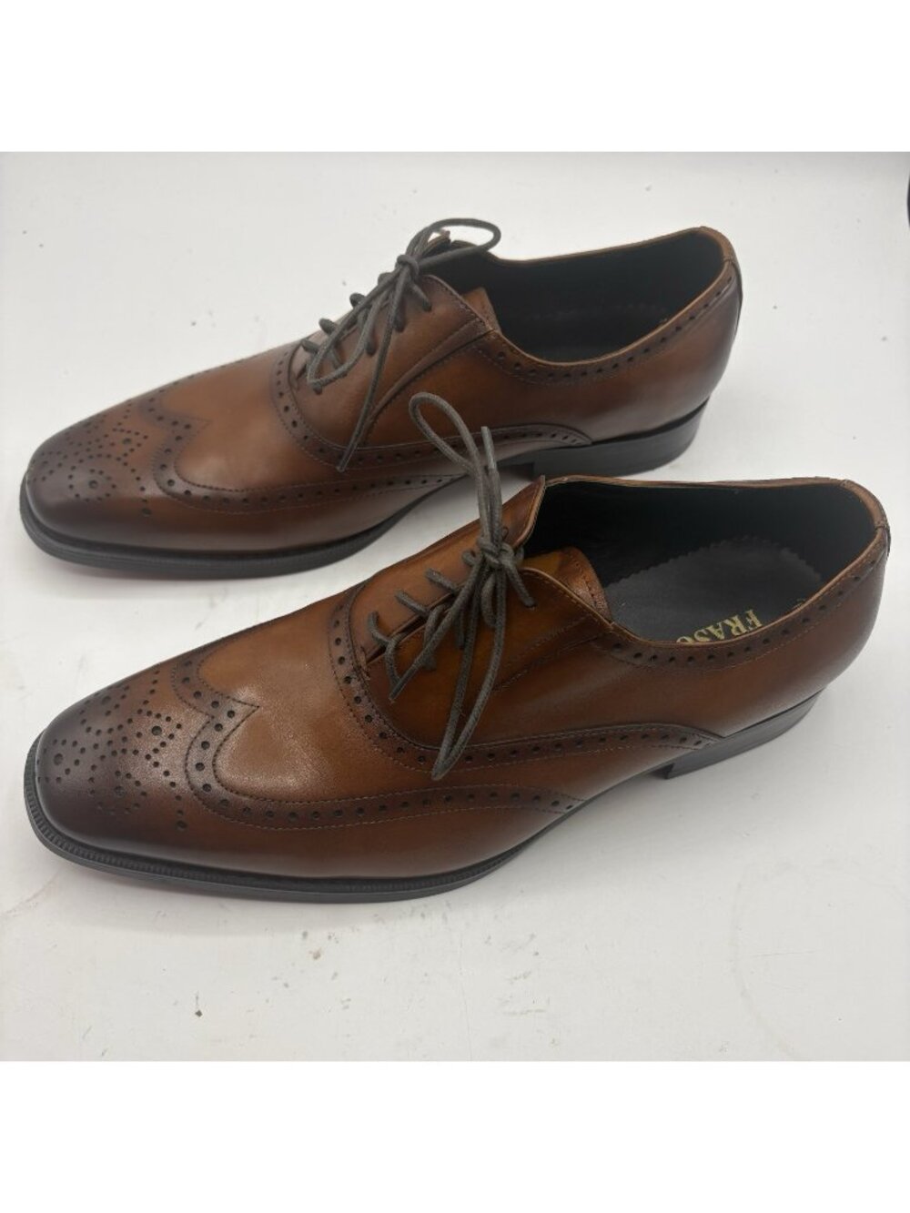 Frasoicus F01-8684 Men’s Wingtip Oxford Dress Shoes Brown Leather Size 9.5